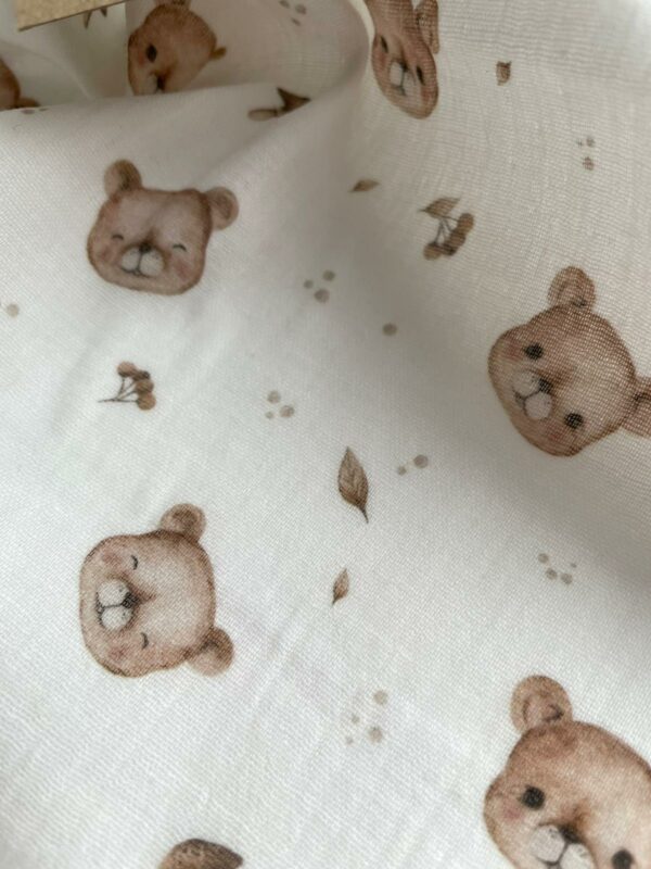 Bezowemisie1 Pieluszka muślinowa Double Gauze Beżowe Misie