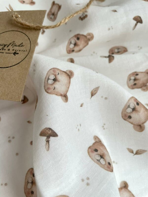 Bezowemisie2 Muślinowy otulacz niemowlęcy double gauze – wzór beżowe misie