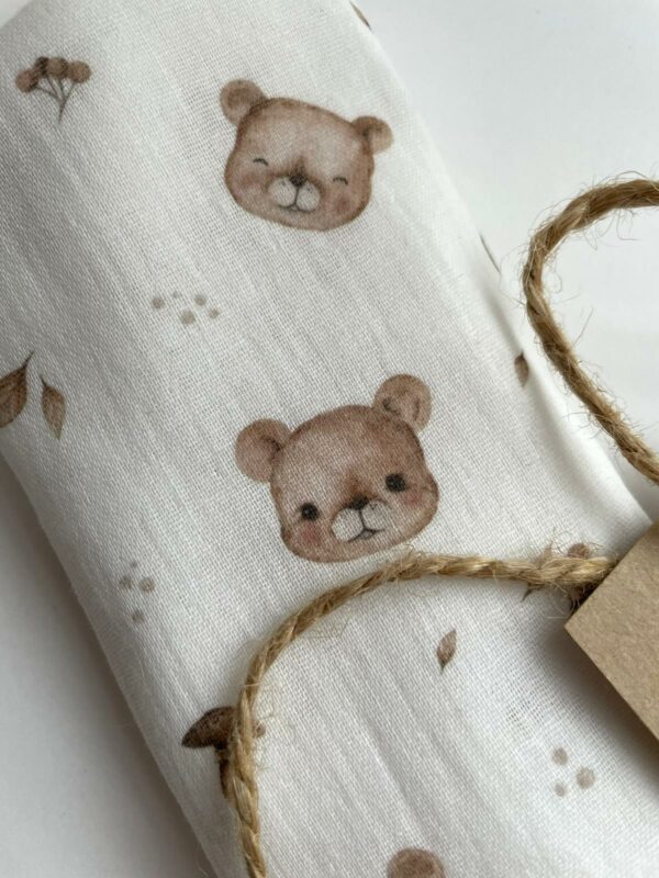 Bezowemisie4 Pieluszka muślinowa Double Gauze Beżowe Misie