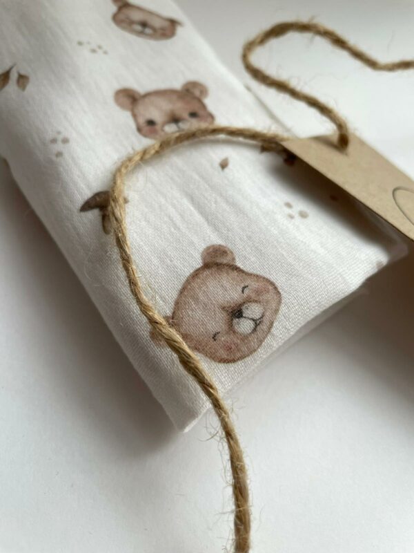 Bezowemisie7 Pieluszka muślinowa Double Gauze Beżowe Misie